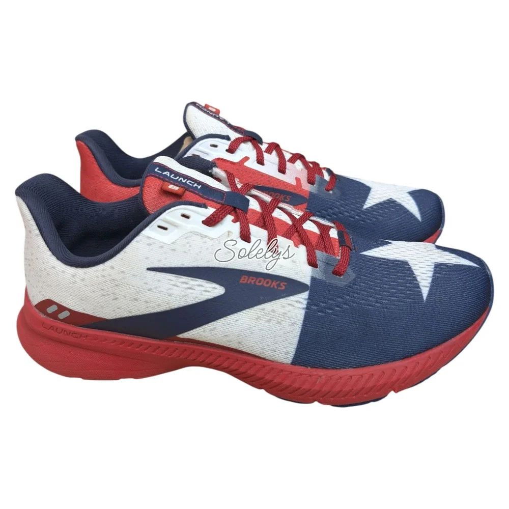 Brooks Launch 8 Texas Star Flag Red White and Blue Running Sneaker Womens 10 - Picture 4 of 12